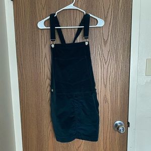 teal velvet overall dress